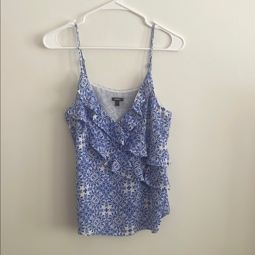 Express Blue Ruffled tank